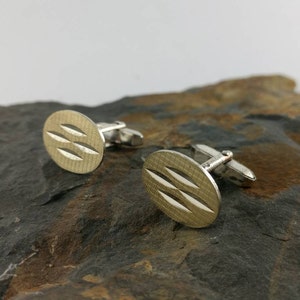 Vintage Cufflinks - Silver and Gold - Oval - Gift for Men
