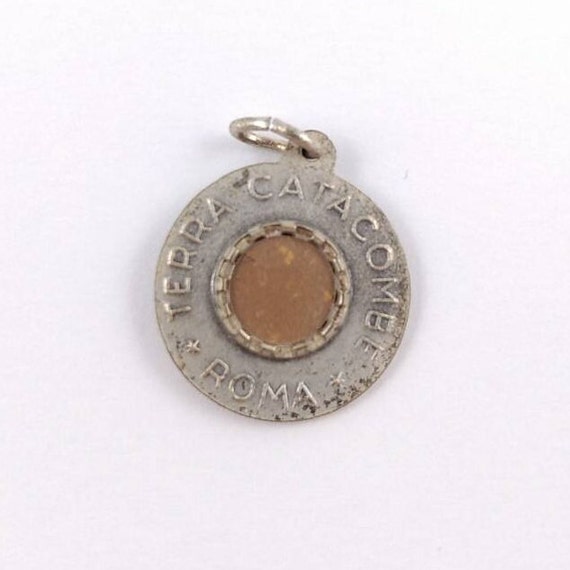 Antique Reliquary Medal Pendants - Silver Cross p… - image 5