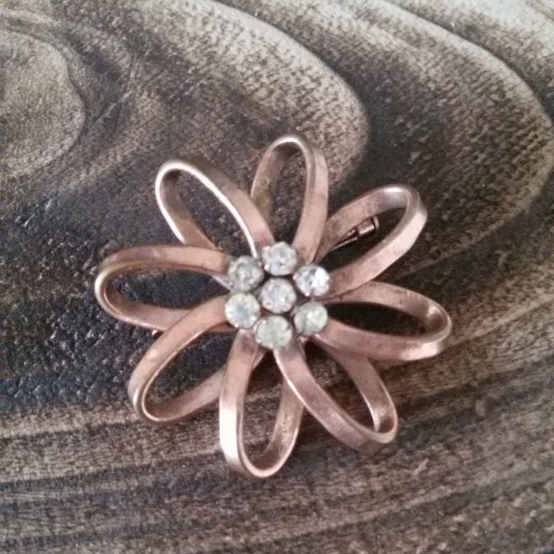 Broche Florale Vintage En Cuivre - Années 1960/1970, Occasion, Sans Marque