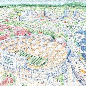Tennessee Volunteers Neyland Stadium Word Art-Handwritten with every Univ of Tenn Football Win Ever-Tennessee Gifts & Decor-Free Shipping