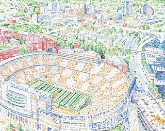 Tennessee Volunteers Neyland Stadium Word Art-Handwritten with every Univ of Tenn Football Win Ever-Tennessee Gifts & Decor-Free Shipping