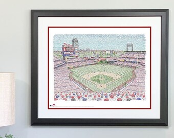 Philadelphia Phillies Citizens Bank Park Word Art Print - Handwritten with the names of every Phillies player in history - Phillies Gifts