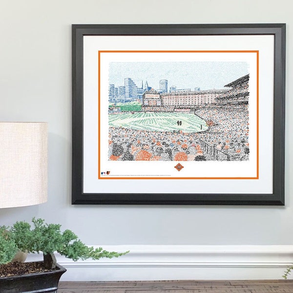 Baltimore Orioles Camden Yards Word Art Print - Handwritten with every Oriole in History - 16" x 20" - Orioles Wall Decor
