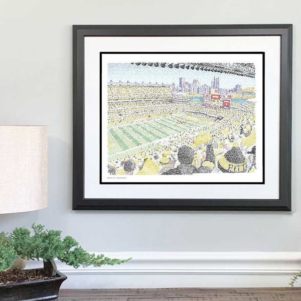Pittsburgh Steelers Heinz Field Word Art Print - 16x20 - Handwritten with the names of every Steelers player in history - Steelers Gifts