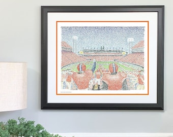 Clemson Tigers Memorial Stadium Word Art - Handwritten with the scores of every win in history - Clemson Gifts & Decor