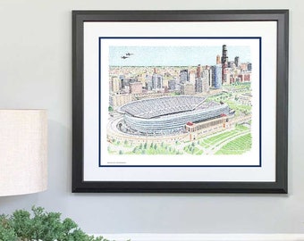 Chicago Bears Soldier Field Word Art - Handwritten with every Bear in history - 16x20 - Chicago Bears Gifts & Decor