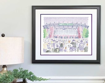 M&T Bank Stadium Word Art - Handwritten with the names of every Raven in team history - Ravens Poster - Baltimore Ravens Gifts and Decor