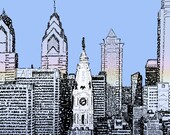 Philadelphia Skyline Word Art - FREE Shipping - 16 quot x20 quot - Philadelphia Skyline - Philadelphia Art - Philadelphia Gift - Philly - Dorm Decor