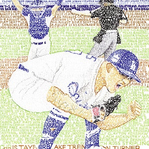 2020 Los Angeles Dodgers World Series Word Art - 16&quot;x20&quot; Unframed - Handwritten with Every Game from 2020 – Dodgers Gifts & Decor