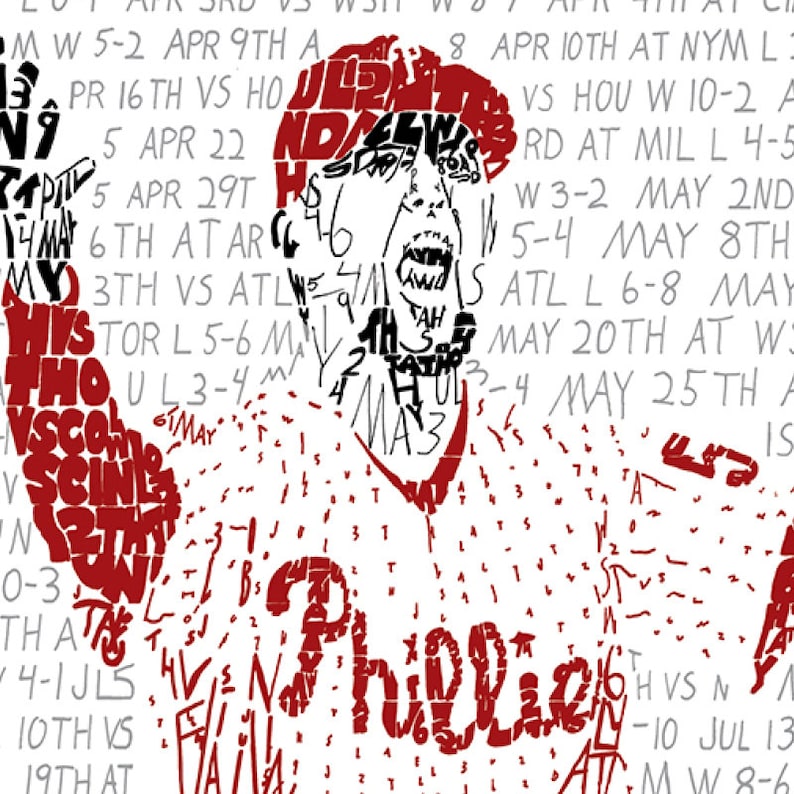 Philadelphia Phillies 2008 World Series Word Art - Phillies Gift - Phillies Art - 16"x20" - Philadelphia Art image 4