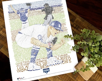 2020 Los Angeles Dodgers Word Art - 16x20 Unframed - Handwritten with Every Game from 2020 – Dodgers Gifts & Decor