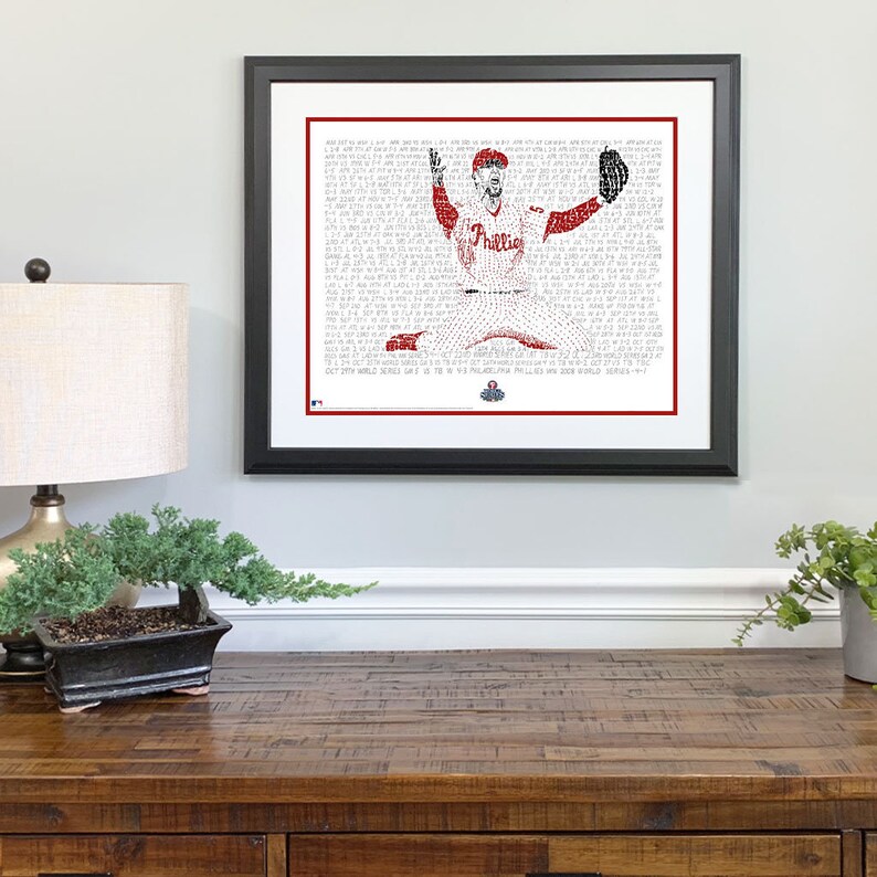 Philadelphia Phillies 2008 World Series Word Art - Phillies Gift - Phillies Art - 16"x20" - Philadelphia Art Double Matte + Frame