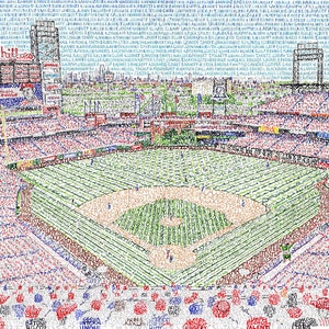 Philadelphia Phillies Citizens Bank Park Word Art Print - Handwritten with the names of every Phillies player ever - Phillies Gifts