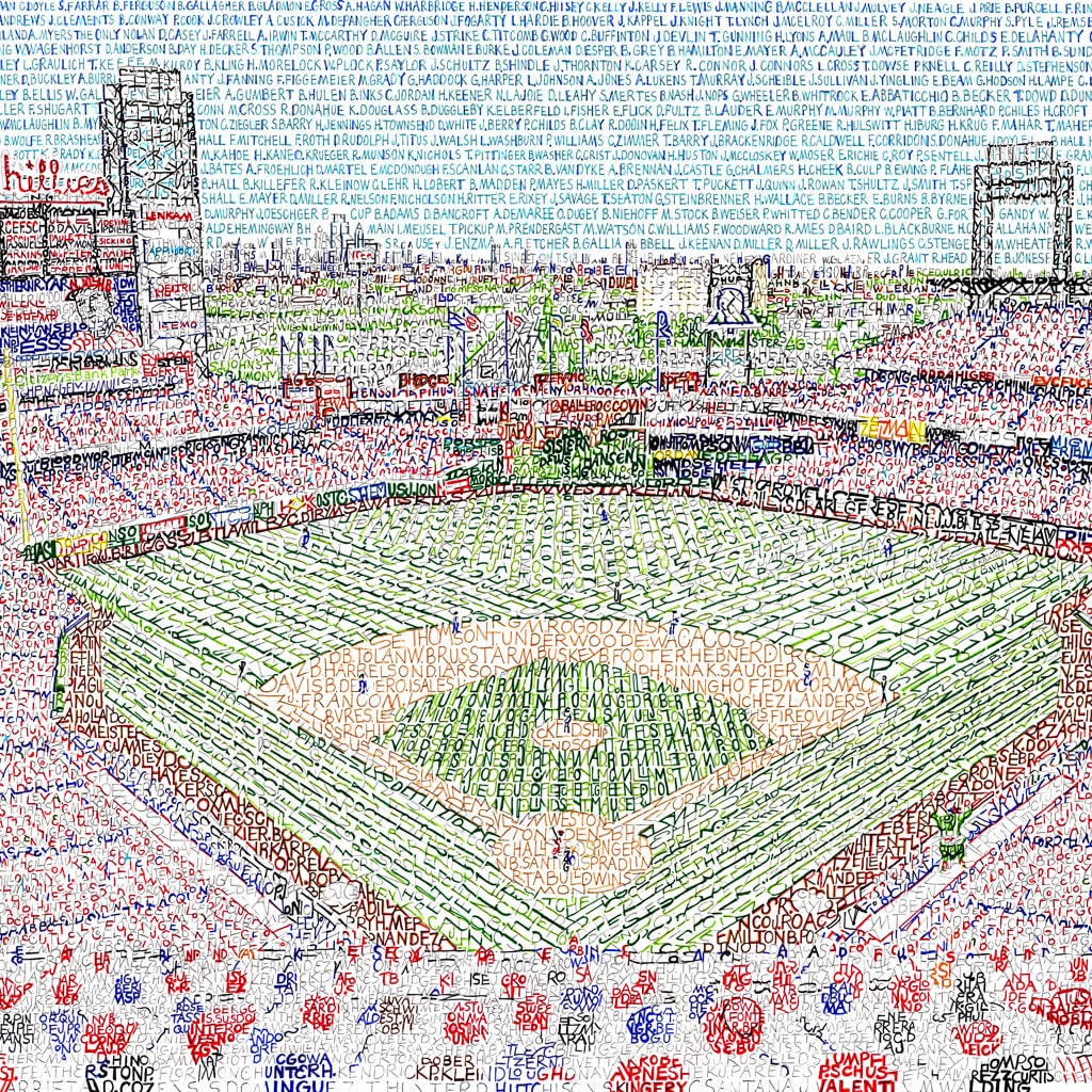 Philadelphia Phillies Citizens Bank Park Word Art Print - Handwritten with the names of every Phillies player ever - Phillies Gifts