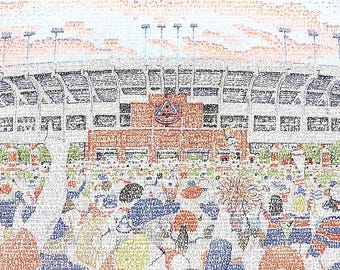 Auburn Tigers Jordan-Hare Stadium Word Art - 16x20 - Handwritten with every Auburn football win ever – Auburn Gifts & Decor - Free Shipping