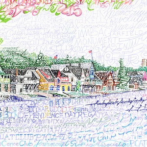 Boathouse Row Word Art Print - Philadelphia Wall Art - FREE Shipping - 16&quot;x20&quot; - Philadelphia Poster - Regatta - Philadelphia Gift