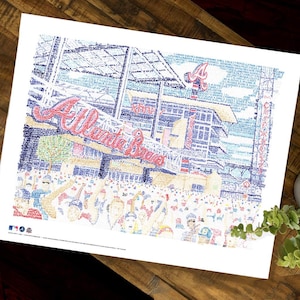 Atlanta Braves Truist Park Word Art - 16"x20" - Handwritten with the names of Every Brave Ever – Atlanta Gifts & Decor - Free Shipping Unframed