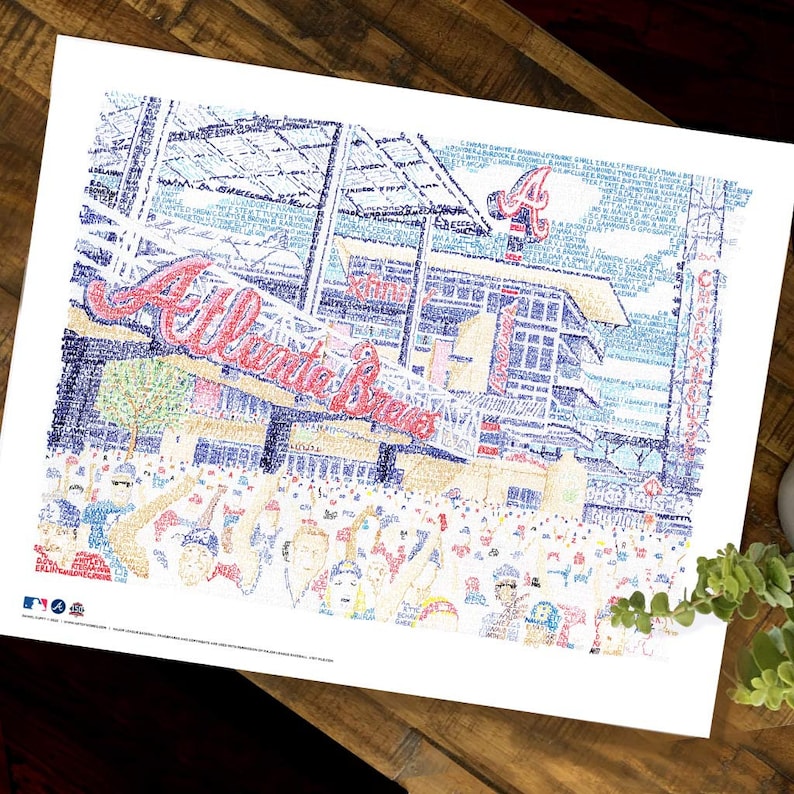 Atlanta Braves Truist Park Word Art - 16"x20" - Handwritten with the names of Every Brave Ever – Atlanta Gifts & Decor - Free Shipping Unframed