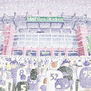 M&T Bank Stadium Word Art - Handwritten with the names of every Raven in team history - Ravens Poster - Baltimore Ravens Gifts and Decor