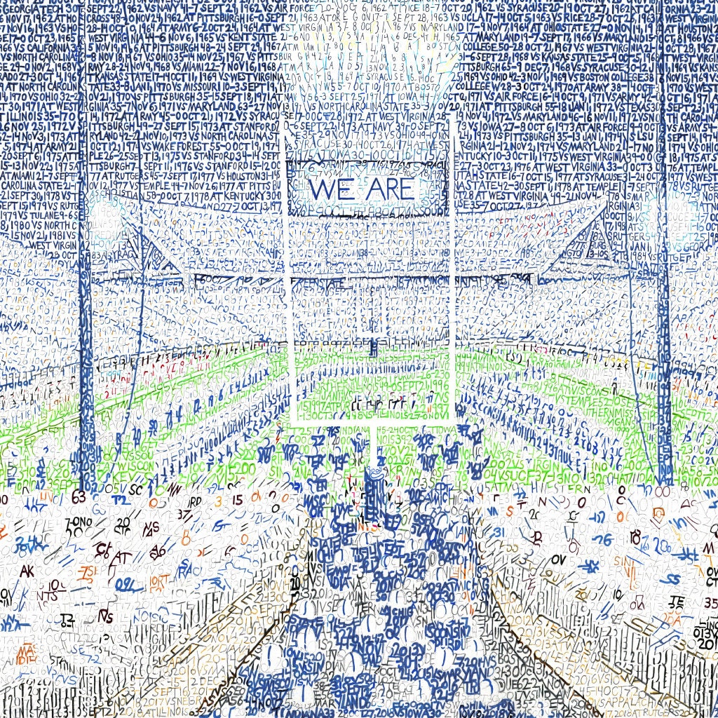 Penn State Beaver Stadium Word Art - Handwritten with every win since 1960 - Penn State Nittany Lions - PSU Gifts & Decor