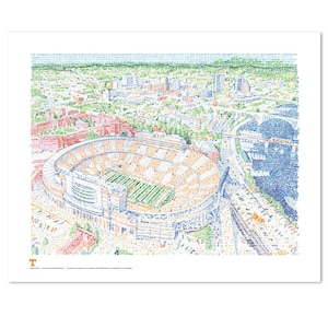 Tennessee Volunteers Neyland Stadium Word Art-Handwritten with every Univ of Tenn Football Win Ever-Tennessee Gifts & Decor-Free Shipping