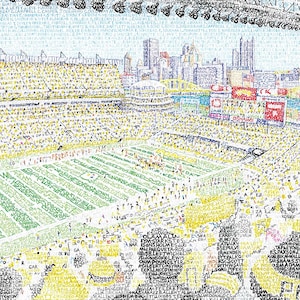Pittsburgh Steelers Heinz Field Word Art Print - 16"x20" - Handwritten with the names of every Steelers player in history - Steelers Gifts