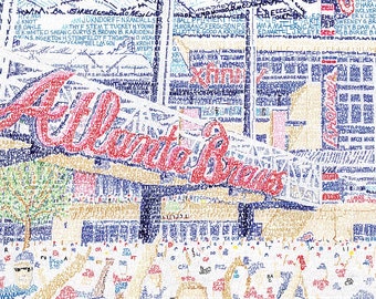 Atlanta Braves Truist Park Word Art - 16"x20" - Handwritten with the names of Every Brave Ever – Atlanta Gifts & Decor - Free Shipping