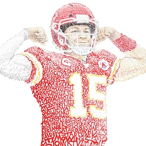 Kansas City Chiefs Patrick Mahomes 2018 MVP Word Art Print - 16&quot;x20&quot; - Handwritten with the scores of every Chiefs game in 2018