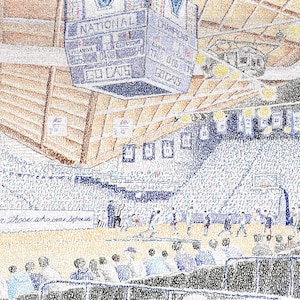 Villanova The Pavilion Word Art Print - 16x20 - Handwritten with the scores of every men&#39;s basketball game from 1985-2018 - Wildcats Gifts