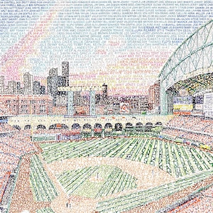 Houston Astros Minute Maid Park Word Art Print - Handwritten with every Astro in History - 16&quot; x 20&quot; - Astros Wall Décor