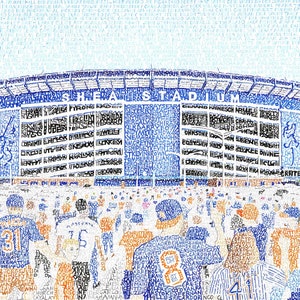 New York Mets Shea Stadium Word Art - Handwritten with every Met - 16&quot;x20&quot; - New York Mets Gifts & Decor