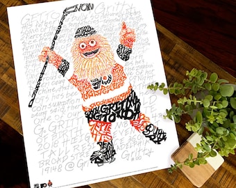 Gritty Word Art - Handwritten with his origin story - 16x20 - Flyers Poster - Philadelphia Flyers Gifts & Decor - Father's Day Gift