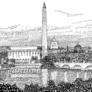Art de la ligne d'horizon de Washington D.C. - livraison gratuite - 16 x 20 po - impression d'art de Washington D.C. - Washington dc - ligne d'horizon de Washington dc