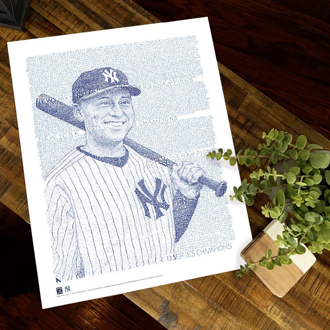 Derek Jeter Word Art Handwritten With Every Score From Five - Etsy