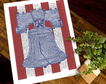 Liberty Bell Word Art - Declaration of Independence - FREE Shipping - 16"x20" - American History - 4th of July - Classroom Posters