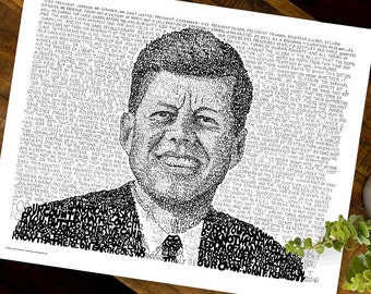 John F. Kennedy Word Art - Wall Art - FREE Shipping - 16"x20" - Inaugural Address - JFK - Fine Art Prints - President Art - Gifts - JFK Art