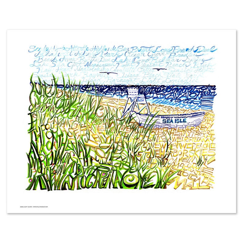 Sea Isle City Word Art Jersey Shore Art Free Shipping 16x20 Beach Art Beach Poster Beach Decor Beach House Art