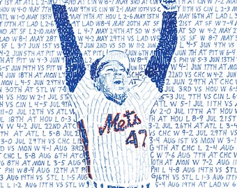 New York Mets 1986 World Series Word Art - Free Shipping - 16"x20" - Baseball Art - Mets Decor - NY Mets Gifts