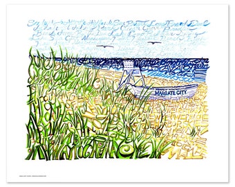 Jersey Shore Word Art - Jersey Shore Art - FREE Shipping - 16"x20" - Beach Art - Beach Poster - Beach Decor - Beach House Art