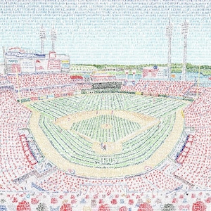 Great American Ballpark Word Art - 16&quot;x20&quot; - Handwritten every player in history - Reds Poster – Cincinnati Reds Gifts & Decor