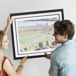 Lámina decorativa con el nombre de todos los jugadores de los Steelers en la historia, del Heinz Field de los Pittsburgh Steelers - 40 x 50 cm - Escrita a mano - Regalos de los Steelers imagen 6