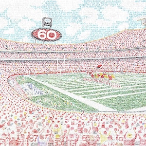 Kansas City Chiefs Arrowhead Stadium Word Art Print - 16"x20" - Handwritten with the names of every Chiefs player in history - Chiefs Gifts