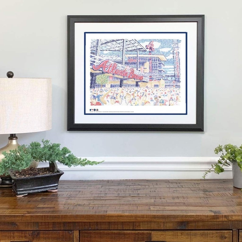 Atlanta Braves Truist Park Word Art - 16"x20" - Handwritten with the names of Every Brave Ever – Atlanta Gifts & Decor - Free Shipping Framed