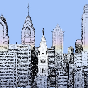 Philadelphia Skyline Word Art - FREE Shipping - 16&quot;x20&quot; - Philadelphia Skyline - Philadelphia Art - Philadelphia Gift