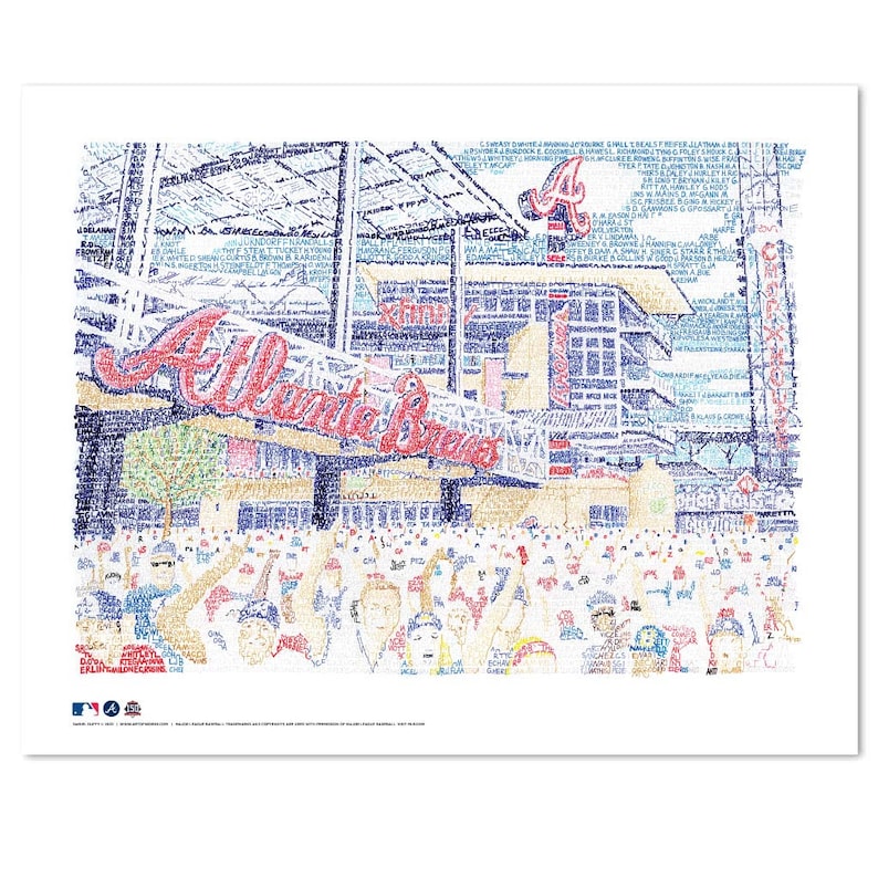 Atlanta Braves Truist Park Word Art - 16"x20" - Handwritten with the names of Every Brave Ever – Atlanta Gifts & Decor - Free Shipping image 2