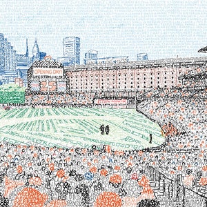 Baltimore Orioles Camden Yards Word Art Print - Handwritten with every Oriole in History - 16&quot; x 20&quot; - Orioles Wall Decor