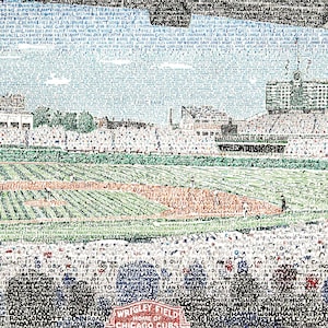 Chicago Cubs Wrigley Field Word Art Print - Chicago Cubs Wall Art - 16&quot;x20&quot; - Chicago Cubs Poster - Man Cave Decor