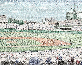 Chicago Cubs Wrigley Field Word Art Print - Chicago Cubs Wall Art - 16&quot;x20&quot; - Chicago Cubs Poster - Man Cave Decor