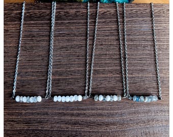 Labradorite & Moonstone Dainty Stainless Steel Necklaces