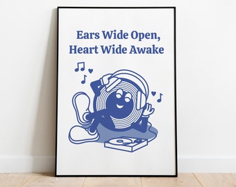 Retro Music Poster: Record Player Art Print (Digital Download)
